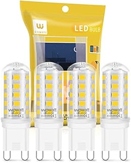 wowatt G9 LED Light Bulbs, 5W, Cool White 6000K, 400LM, Equivalent to 40W G9 Halogen Bulb, No Flicker, Non Dimmable, AC 220V-240V for Lighting Decor, Chandelier Home and More 4-Pack