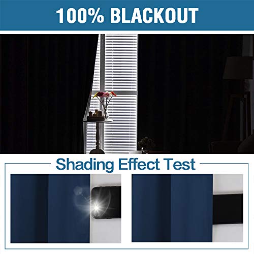 100% Blackout Curtains For Bedroom 84 Inches Long Thermal Insulated Lined Curtains For Living Room Double Layer Full Light Blocking Energy Saving Grommet Drapes Draperies, 2 Panels, Navy Blue #TOP2