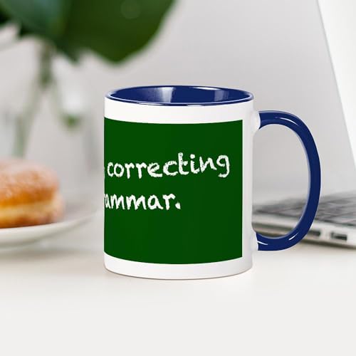 Taza de cerámica blanca y azul marino 11 oz miniatura 4