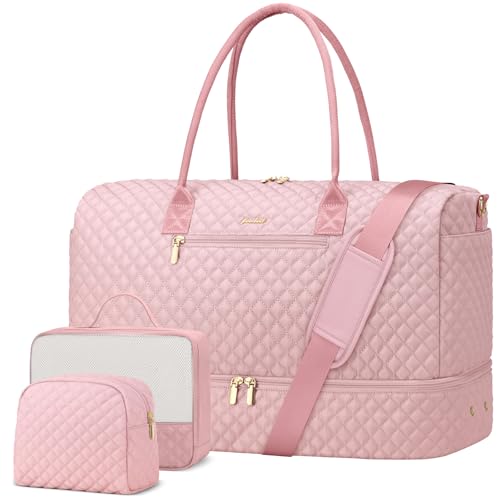 Travel Weekender Carry-on Bags for Women: Duffel Bag with Shoe Compartment