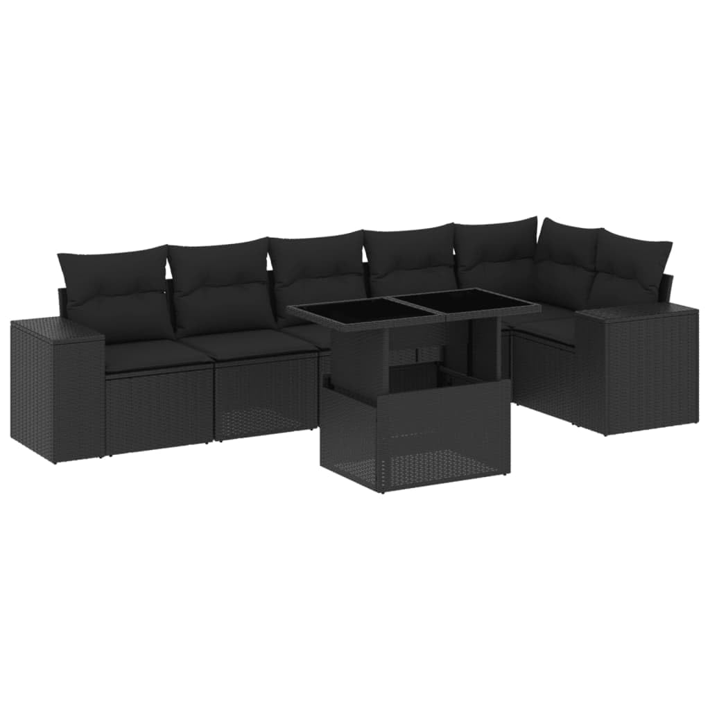 Conjunto de sofás de jardín, muebles de ratán sintético PE con diseño modular y mesa ajustable 100x55 cm, cojines desenfundables para terraza o patio