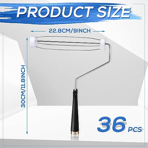 Image of Gerrii 36 Pcs 9 Inch Paint Roller Painting Roller Frame 5 Wire Brush Supplies for Wall House Homes (Black)