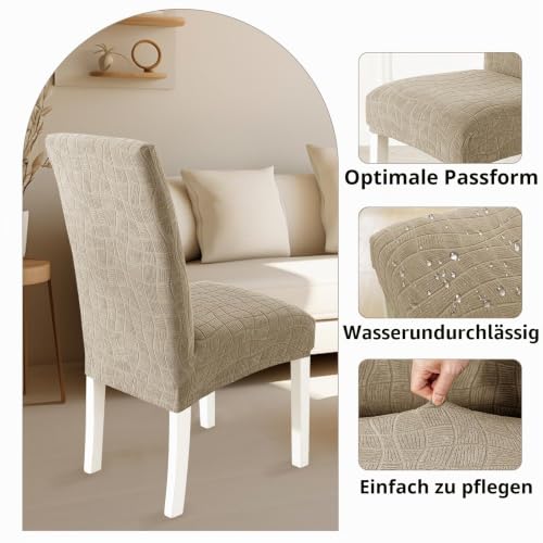 Ystyle Stretch Stuhlhussen 4er Set, Stuhlbezug Elastischer, Khaki – Ansicht 6