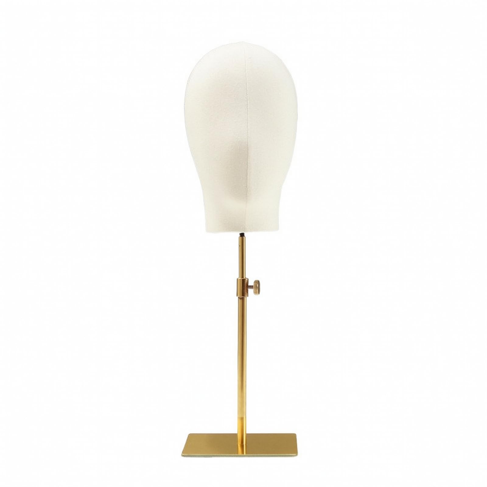 Présentoir à Perruques Amovible | Stable, Résistant, Porte-Chapeau, pr Studio, Particuliers , Beige , Base Carrée Dorée