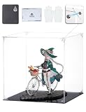 COOLTAKU フィギュアケース UVカット アクリル マグネット式 磁石付き前扉 積み重ね強化 コレクションケース より堅固 組み立て式 アクリルケース ディスプレイケース 防汚れ 手袋 クリーニング クロス付き フィギュア収納 内寸 (幅30×奥行30×高さ30cm, 台座黒)