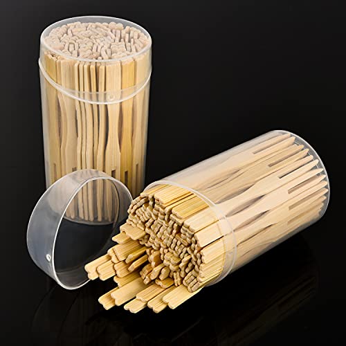 Total Bamboo Forks 3.5 Inches Appetizer Forks Double Prong Appetizer Cocktail Forks Mini Food Blunt End Forks For Banquet Catering Party 4 Packs 440 Pieces #TOP2