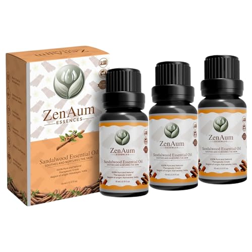 Image of 100% Pure Sandalwood Essential Oil | Premium Grade | Deep Hydration & Relaxation | Skin Glow, Meditation & Aromatherapy | GMP, IFRA, ISO Certified- 15ml - Pack of 3