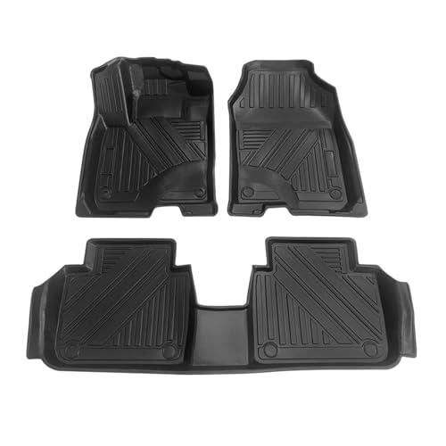 TuningPros FM-1013 Car Floor Mats Full Set Compatible with 2023-2024 Honda HR-V/ZR-V | 3-pc Cargo Liner Black Car Mats | Custom Fit Non-Slip Car Floor Mat Rubber