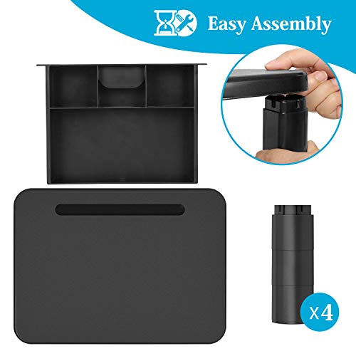 LORYERGO Monitor Riser Stand - Built with Storage Drawer, 3 Height Adjustable Monitor Stand for Computer, Laptop, Screen, Desktop Stand with Phone & Tablet Holder