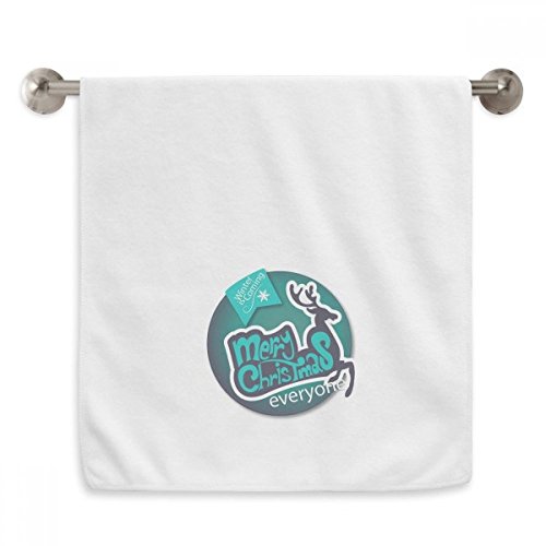Serviettes de toilette Joyeux Noël illustration renne bleu haut de gamme