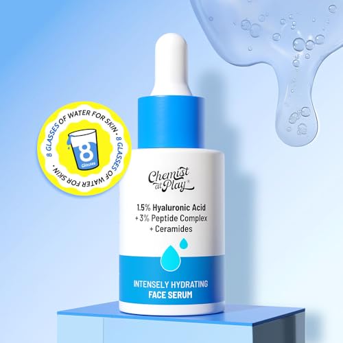Image of Chemist At Play Hyaluronic Acid Face Serum | With 1.5% Hyaluronic Acid Complex, 3% Peptides & Ceramides | Intensely Hydrates | Restores Firm & Plump Skin | Strengthen Skin Barrier | 30ml