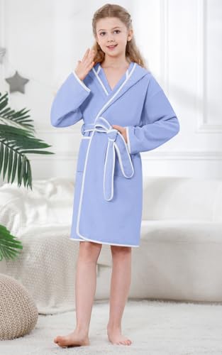 Umeyda Kids Towel Hooded Robe, Boys Girls Soft Terry Cloth Cotton Bathrobe Sleepwear, Blue, 2-4 Years = Tag 1004