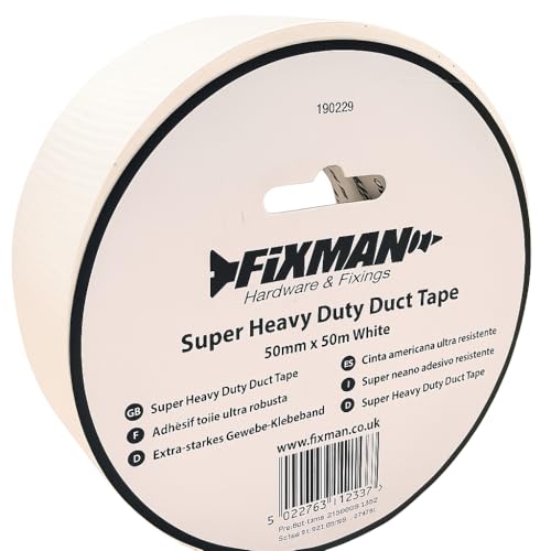 Genérico Cinta americana adhesiva blanca profesional, 50 mm x 50 m, ultra resistente recubierta de polietileno, flexible, robusta y resistente al agua, interiores y exteriores - 1 Rollo