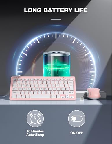 Image of TECKNET Wireless Keyboard and Mouse Combo, Mini Cordless Computer Keyboard and Mouse Set 2.4GHz, Silent Adjustable 1600 DPI, Quiet Click, Lag-Free for Computer, Laptop, PC, Windows, Mac, Chrome OS