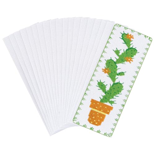 Image of arricraft 30 Pcs Blank Cross Stitch Bookmark, Rectangle Cotton Fabric Book Marker Cross Stitch Crosstitch Project 2.7x7.5 inch(7x19cm)