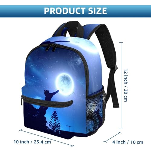 Sac à dos léger chat et lune pour éviter le mal de dos - 2