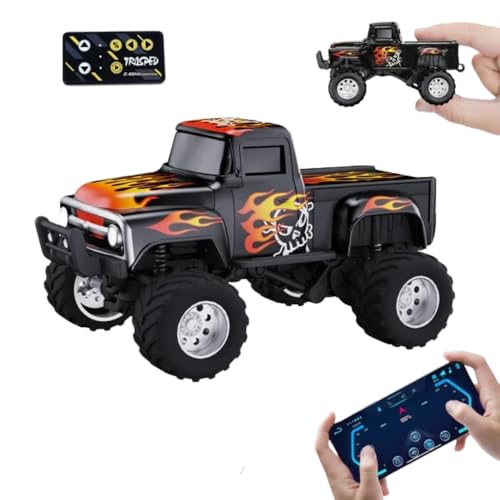 Image of 1 /64 Rc Mini Die Cast TrucksCar with Three Speed Light and Sounds App Controlled Remote Control Off-Road USB Rechargeable Truck Gift for Kids Adults (Mini NewRC)