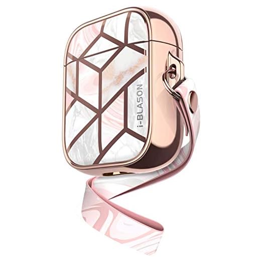 i-Blason Coque pour AirPods 2 / AirPods 1, Étui de Protection 360° [Cosmo] Housse Motif Paillette Style Élégant (Marbre Rose)