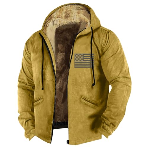 ADHOWBEW Winter Coats for Men Windbreaker Zip Up 2025 Warm Fleece Work Outerwear Big and Tall Thermal Outdoor Clothes