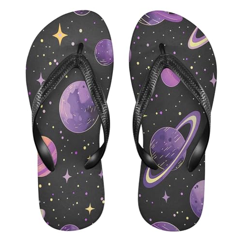 CEBUGI Unisex Flip Flop -Flat Sandal -NonSlip Couple Slippers -Natural Rubber Foam Soles Ultimate Comfort and Durability for Indoor Outdoor|Cartoon Space