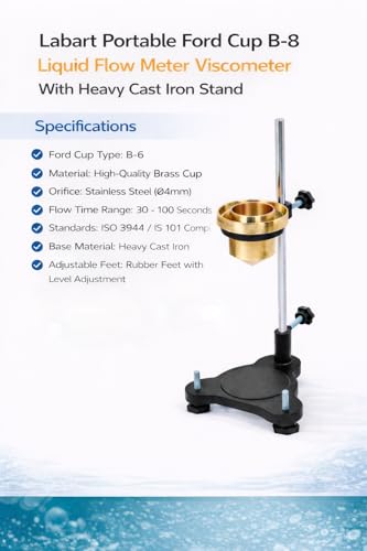 Image of Labart Portable Ford Cup B-8 Liquid Flow Meter Viscometer With Heavy Cast Iron Stand (B8)