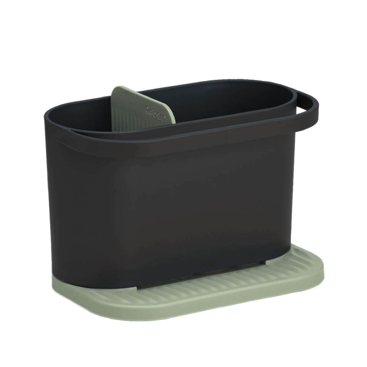 ReBorn Plastic Sink Tidy with Drainage Tray - Compact Storage - Grey/Green