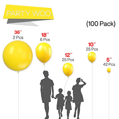 Image of PartyWoo Yellow Balloons 100 pcs Different Sizes of 36 18 12 10 5 Inch Matte Light Yellow Latex Balloon Arch Kit Garland for Easter Bee Baby Shower Sunflower Birthday Graduation Decorations Yellow-Y55