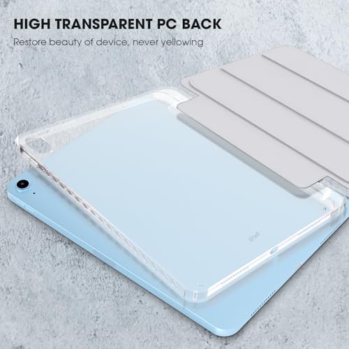 Image of GRIPP Ultra Transparent PC Back Case for iPad 10.9 inch (10th Generation, 2022), iPad 11 inch (A16, 2025), Trifold Stand, Pencil Holder, Auto Sleep /Wake - Grey
