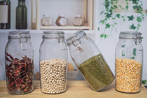 Image of MARTVIA 2500ML Round Airtight Glass Canister Food Storage Jars with Airtight Lids for Fermenting, Preserving and Storage - Cereal, Preserves, Spice, Beans, Transparent (58 - T - 2500, Set of 06)