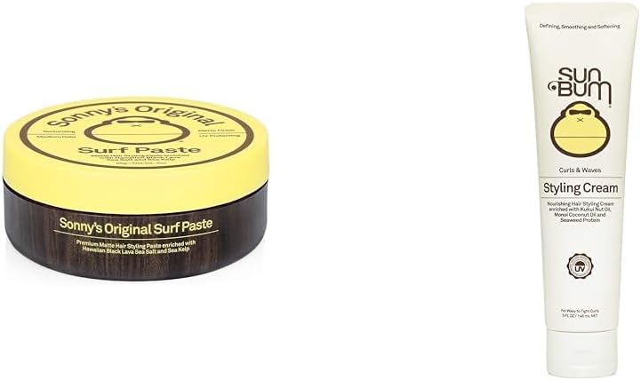 Sonny's Original Surf Paste & Curls & Waves Styling Cream | Vegan and Cruelty Free Moisturizing Hair Treatment for Wavy and Curly Hair | 5 oz