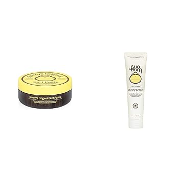 Sun Bum Sonnys Original Surf Paste & Curls & Waves Styling Cream | Vegan and Cruelty Free Moisturizing Hair Treatment for Wavy and Curly Hair | 5 oz