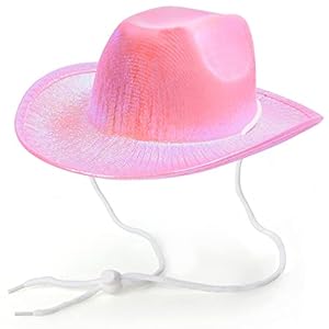   Pet-Neon-Sparkly-Glitter-Space-Cowboy-Hat-Costume-Set-Dog-Cat-Metallic-Space-Shiny-Cowboy-Hats-with-Paisley-Bandana-West-Cowboy-Accessories-for-Pets-Metallic-Pink-One-Size