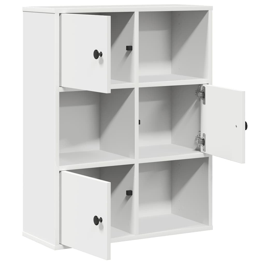 Regał na książki, biały, 60 x 24 x 76,5 cm, materiał drewnopochodny, wszechstronny organizer do przechowywania książek, czasopism, dekoracja, elastyczny montaż drzwi, łatwy w pielęgnacji