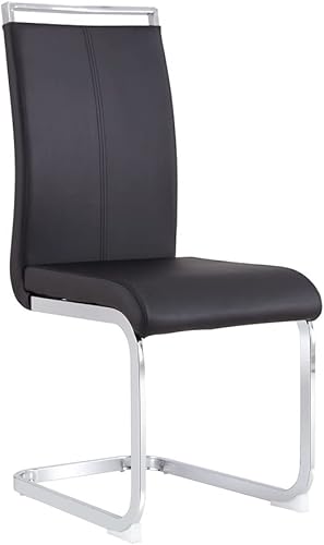 Miniatura 25 de Juego de 2 sillas de comedor, sillas de cocina, sillas sin brazos, sillas laterales de cuero y patas de metal con respaldo alto (2, sillas gris