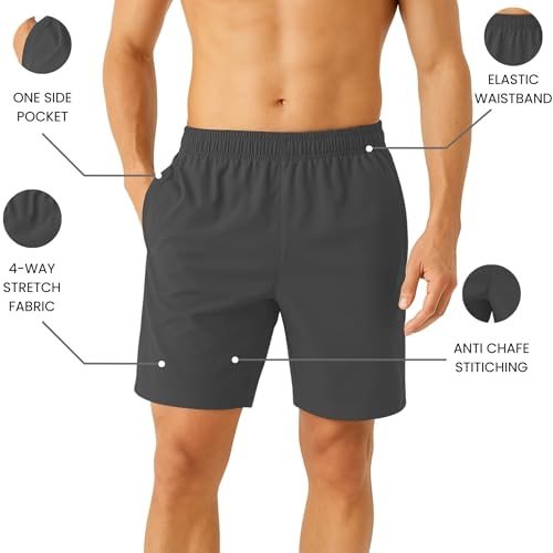 Image of GYMIFIC Mens Sports Training Running Dry Fit Solid Boxer Shorts | Premium Lightweight Stretchable Activewear Gym Shorts for Running, Workout, Training & Fitness