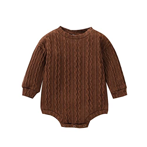 Niños Niñas Manga Larga Sólido Suéter Mameluco Recién Nacido Sudadera Bodysuits Ropa Body Bebé Niña 86, marrón, 6-9 Meses