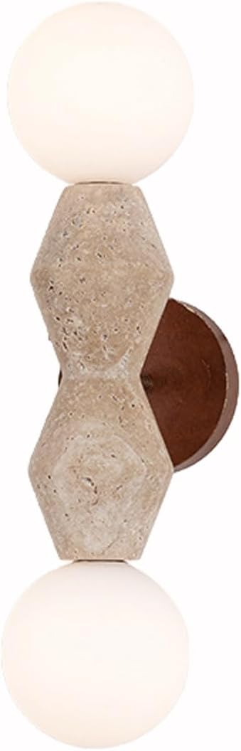 Modern Minimalist Wall Sconce Natural Sculpted Body Two Frosted Glass Globe Lights for Bathroom Bedroom Living Room Hallway Entryway Hotel Staircase Art Display Decorative Ambiance