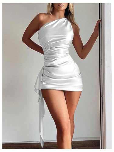 Image of GORGLITTER Women's Sexy Birthday Mini Dresses Asymmetrical Going Out Club Party Vegas Dinner One Shoulder Fringe Dress