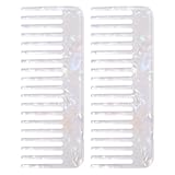 Mabor 2-Pack Acetate Detangling Comb Wide Tooth Hair Comb for Wet & Dry Curly Wavy Hair Travel Friendly Tortoise Shell Styling Comb