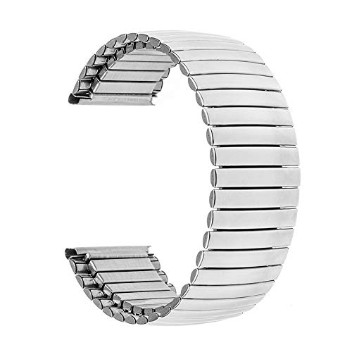 Love+djl Correa de Reloj Elástica de Acero Inoxidable Correa de Reloj de 16 mm 18 mm 20 mm 22 mm 24 mm reemplazo Banda de Reloj de la Correa de Enlace Universal Pulsera de Plata (Band Width : 24mm)