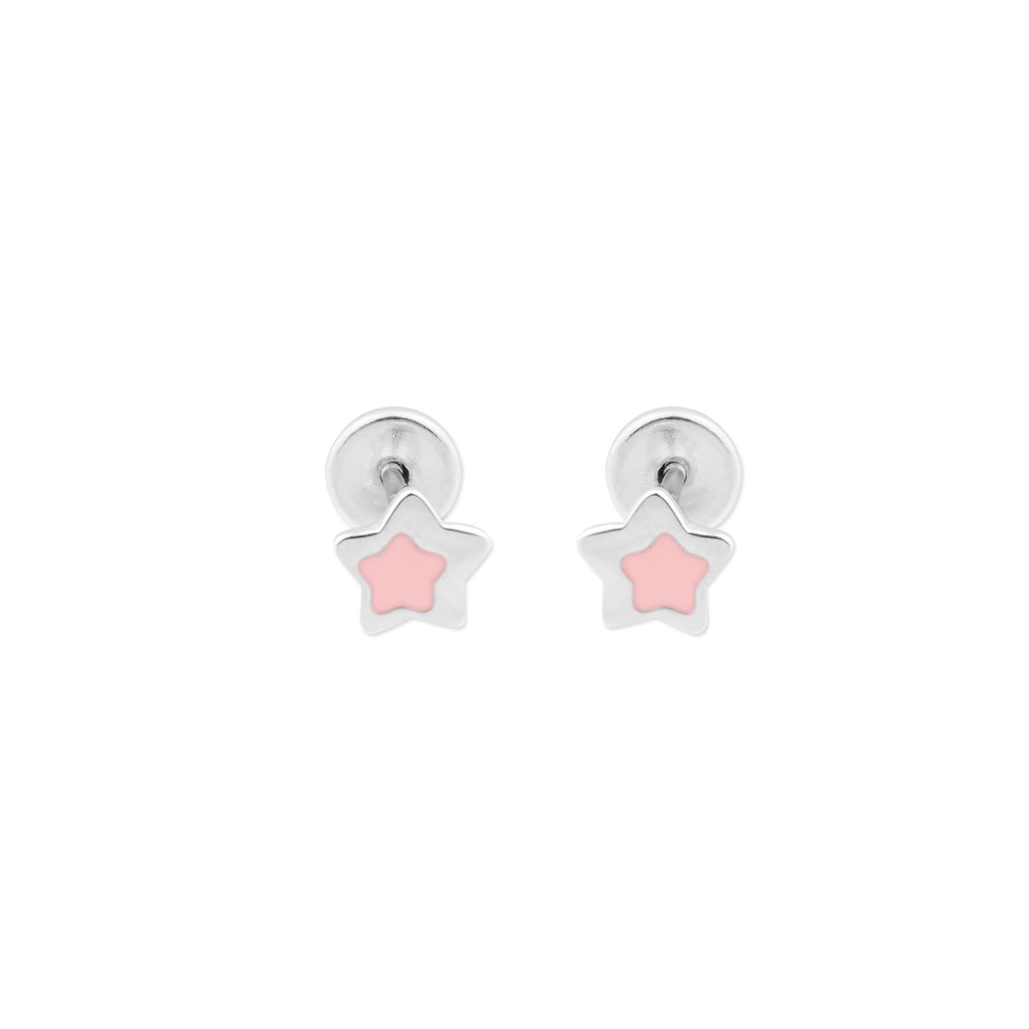 Orecchini in Argento Sterling 925 con Piccole Stelle, Rodiati per Bambine e Donne, 6 mm
