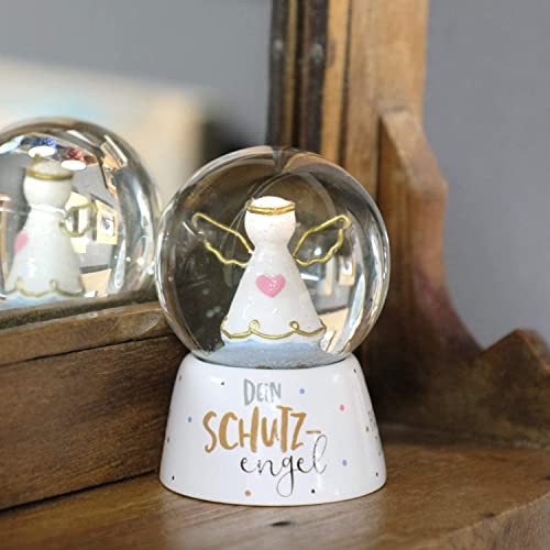 Gruss & CO Traumkugel mit Motiv Engel | Kugel aus Glas, Polyresin, Weiß, Höhe 6,5 cm, Motivdruck Dein Schutzengel | Geschenk Kommunion, Konfirmation, Weihnachten | 46636