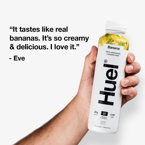 Huel Ready-To-Drink | Banana Meal Replacement Drink | High Protein Drink | Nutritionally Complete, Low Sugar, High Fiber, Plant Based, Vegan, Healthy | 20G Protein Per Bottle, 16.9 Fl Oz (12 Pack) #TOP5