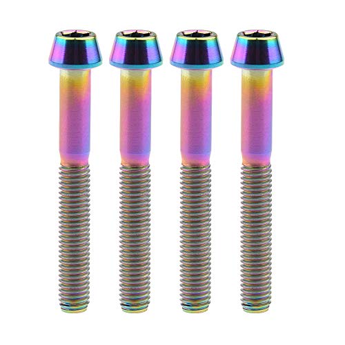 Image of Titanium Ti Bolt M5x9 16 18 20 25 30 35 40 45 50 55 60mm Tapered Head Screws Pack of 4 (M5x45mm, Ranibow)