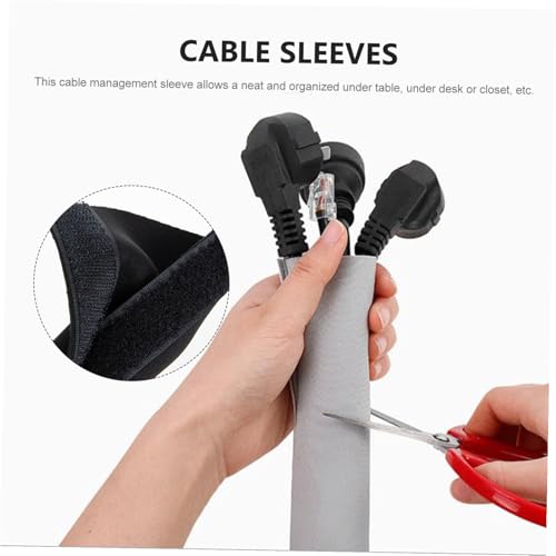 SHINEOFI Funda organizadora para cables de neopreno negra elástica para computadora, TV y cables USB, cubierta protectora para evitar enredos, desgaste y daños para oficina y uso doméstico miniatura 4
