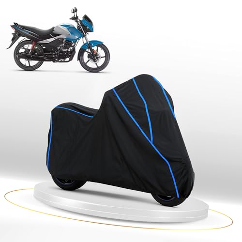 Image of Waterproof Bike Cover for Hero Passion | Heavy Duty Polyester | All-Weather, Dustproof, UV Protection | Triple Stitched Elastic Hem, Snug Fit Black