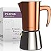 bonVIVO Intenca Stovetop Espresso Maker, Italian Espresso Coffee Maker, Stainless Steel Espresso Maker Machine For Full Bodied Coffee, Espresso Pot For 3-4 Cups, 6.8 oz Moka Pot Copper Chrome Finish