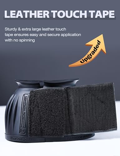 Image of Harrison Howard Rubber Bell Boots for Horses, Hoof Overreach Protection for Horses, w /Upgraded Leather Touch Tape