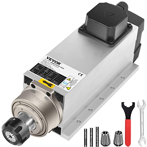 Mophorn Spindle Motor 4KW Square Air Cooled Spindle Motor ER25 Collect 18000RPM 220V CNC Spindle Motor for CNC Router Engraving Milling Machine (4KW Air Cooled)