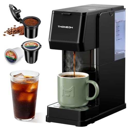 TWOMEOW Single Serve Coffee Maker, Hot and Iced for K-cup Pods and Grounds